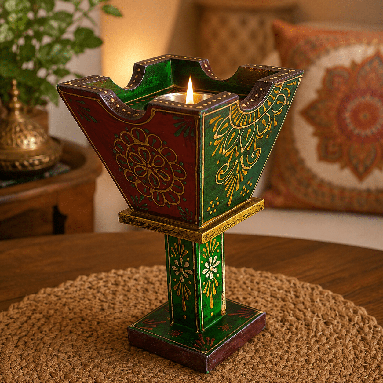Porta vela Antorcha Rangoli - BOUTIQUEDELAINDIA