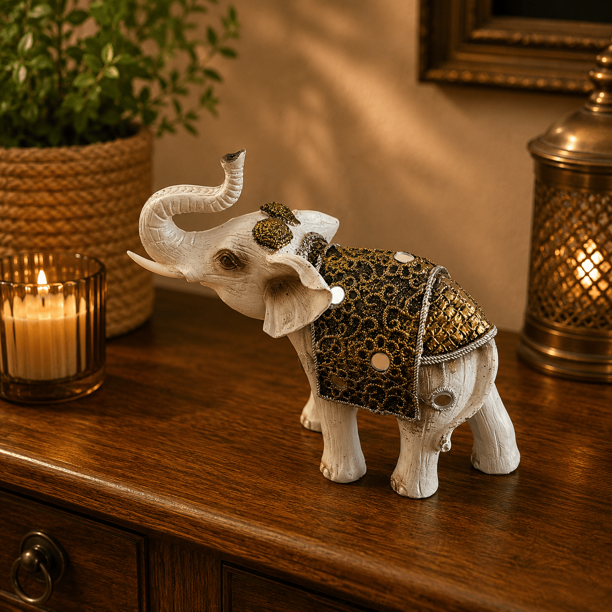 Elefante Decorativo Gaja Blanco Mediano - BOUTIQUEDELAINDIA