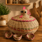 Canasta Artesanal Annapurna Gallina Rosa - BOUTIQUEDELAINDIA