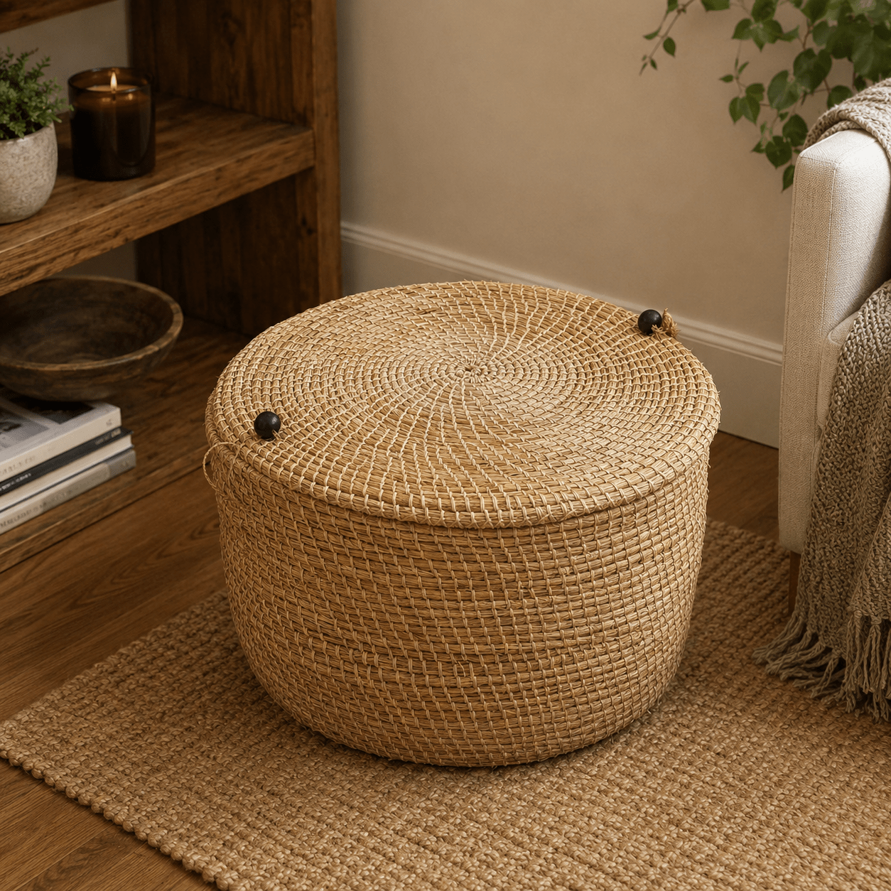 Canasta Artesanal Bandhan con Tapa y Cierre - BOUTIQUEDELAINDIA