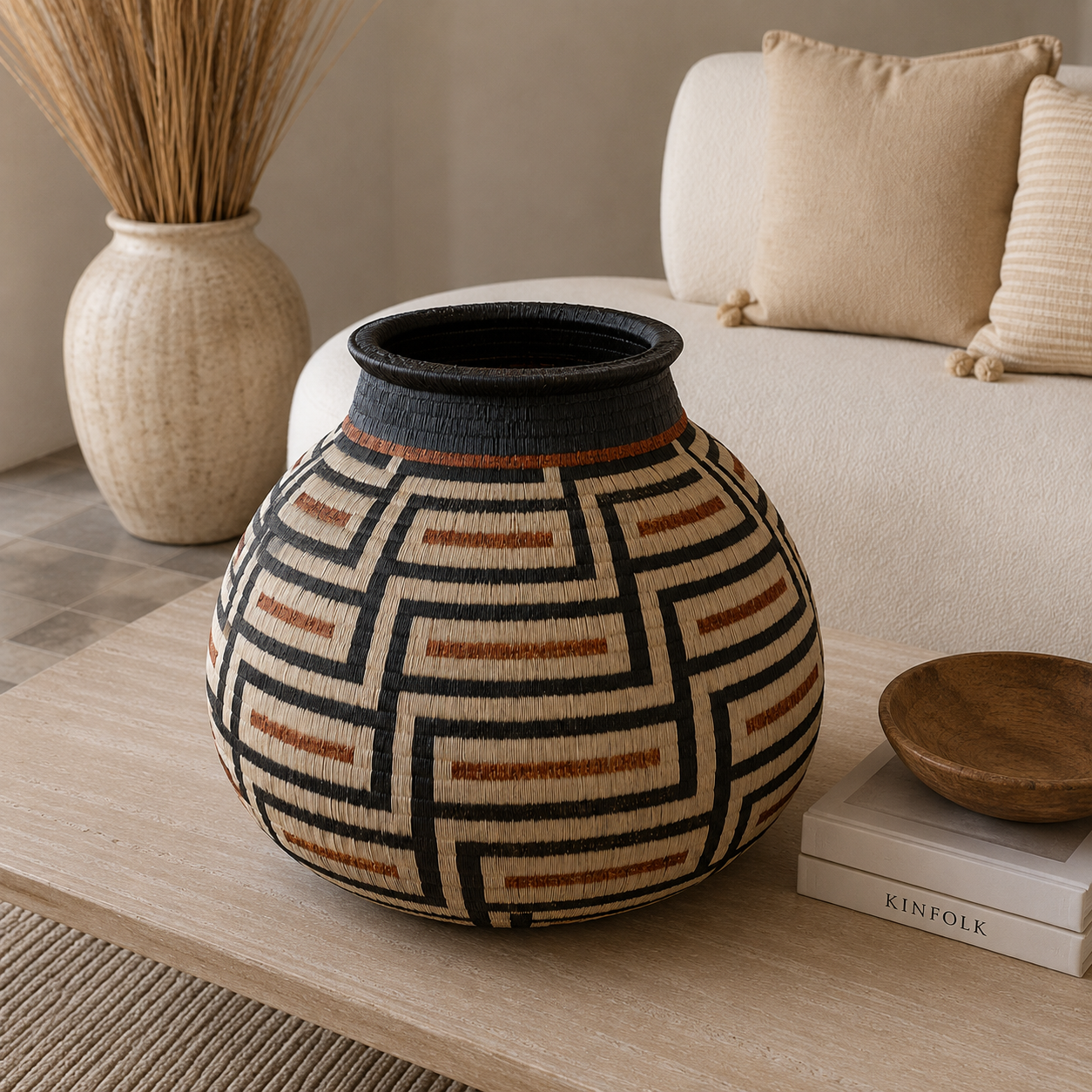 Canasto de Mesa Artesanal Mandala y Cuadros - BOUTIQUEDELAINDIAENCOLOMBIA