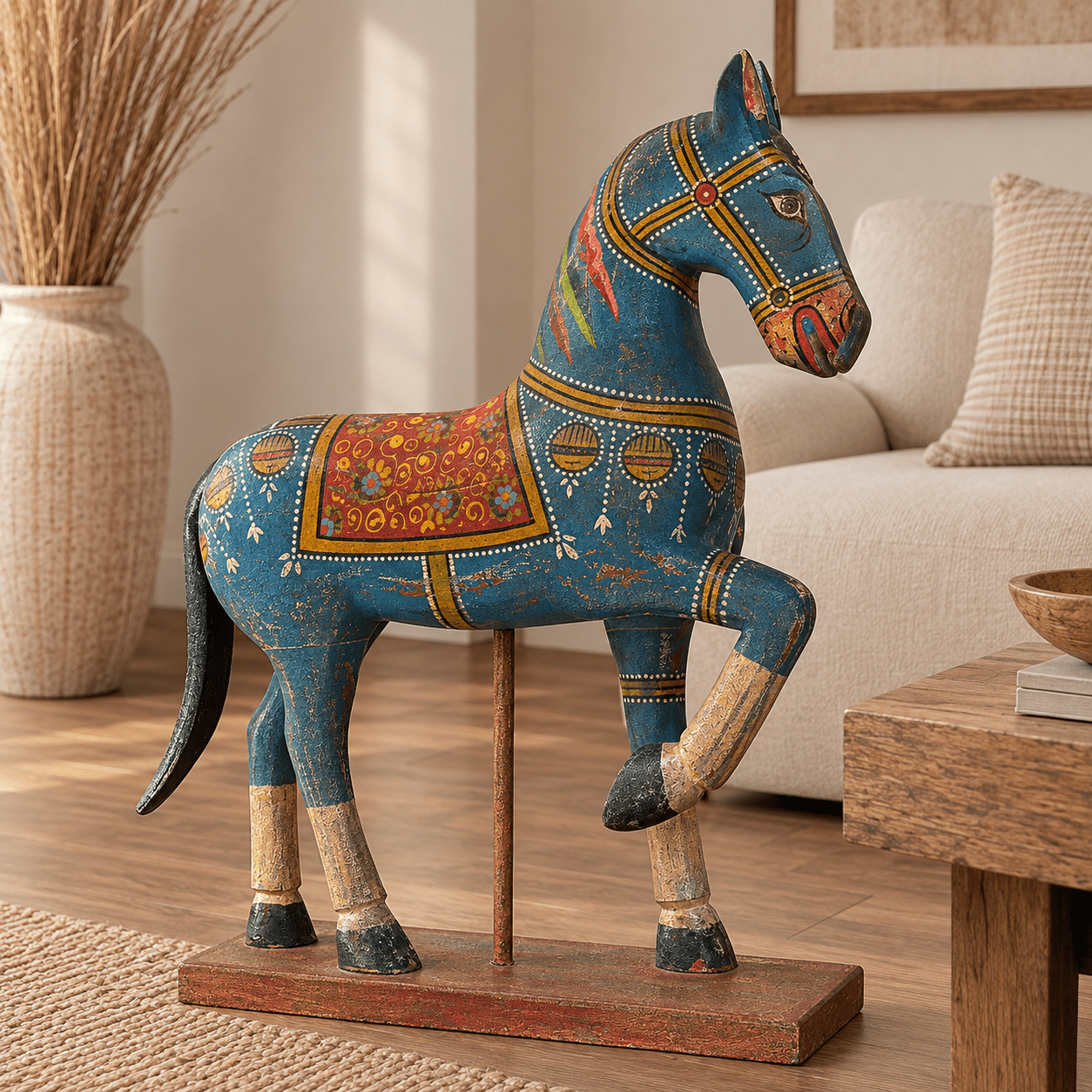 Caballo Decorativo Ashva Azul de la India - BOUTIQUEDELAINDIA