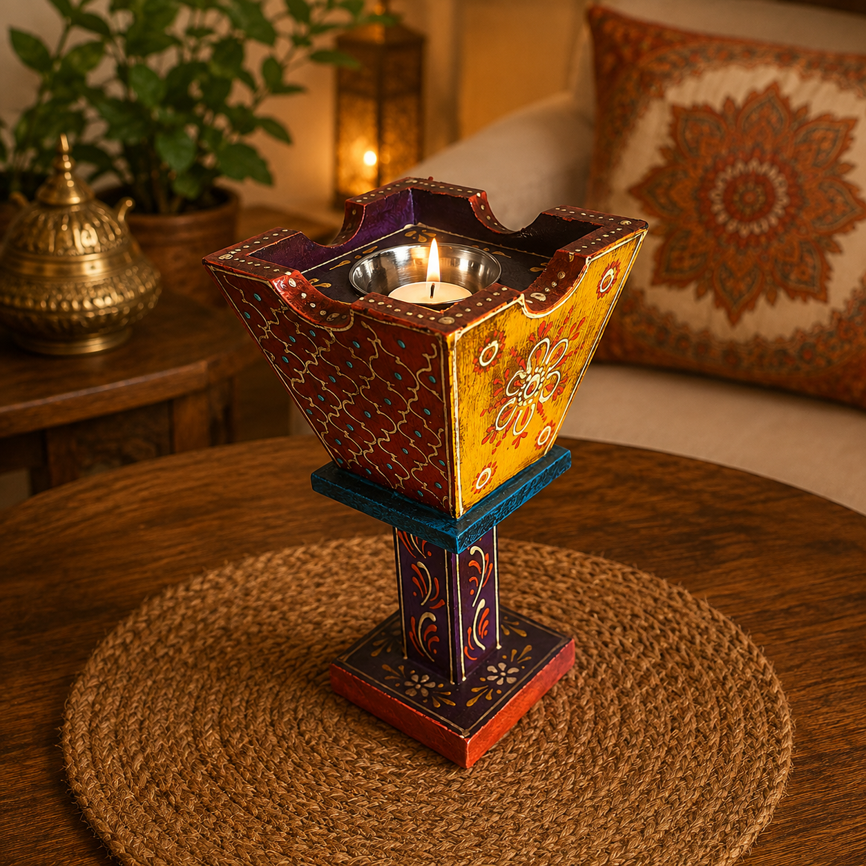 Porta vela Antorcha Jyoti Amarillo - BOUTIQUEDELAINDIAENCOLOMBIA