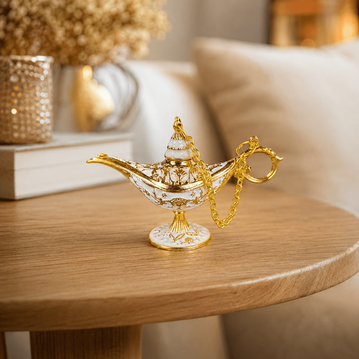 Figura Decorativa Mini Lámpara de Aladino Noor Blanca - BOUTIQUEDELAINDIA