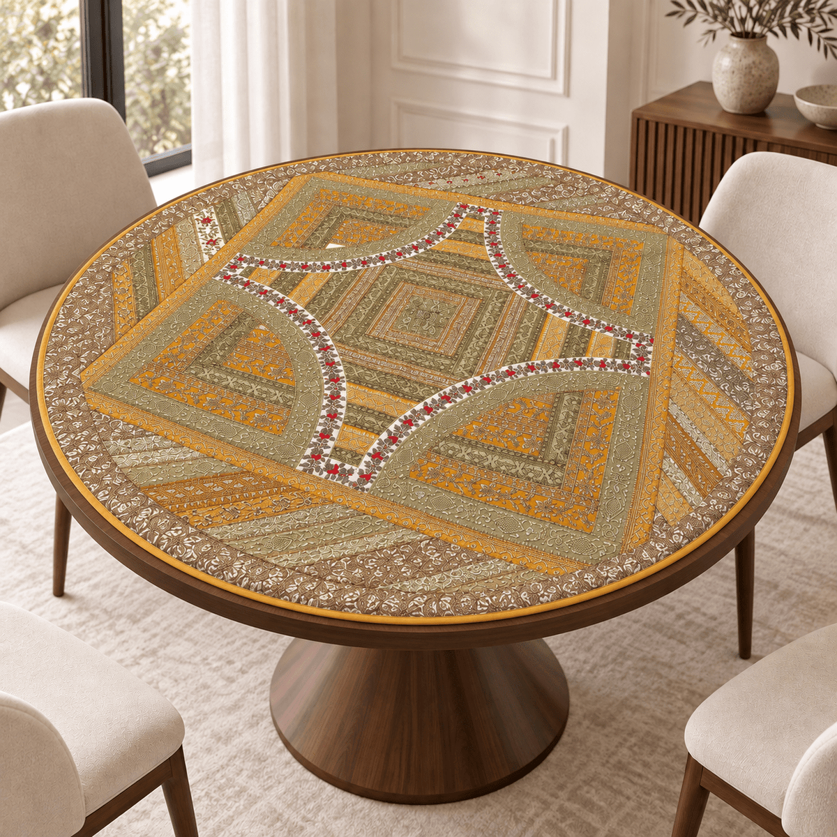 Centro de Mesa Circular Surya Mahal Dorado - BOUTIQUEDELAINDIA