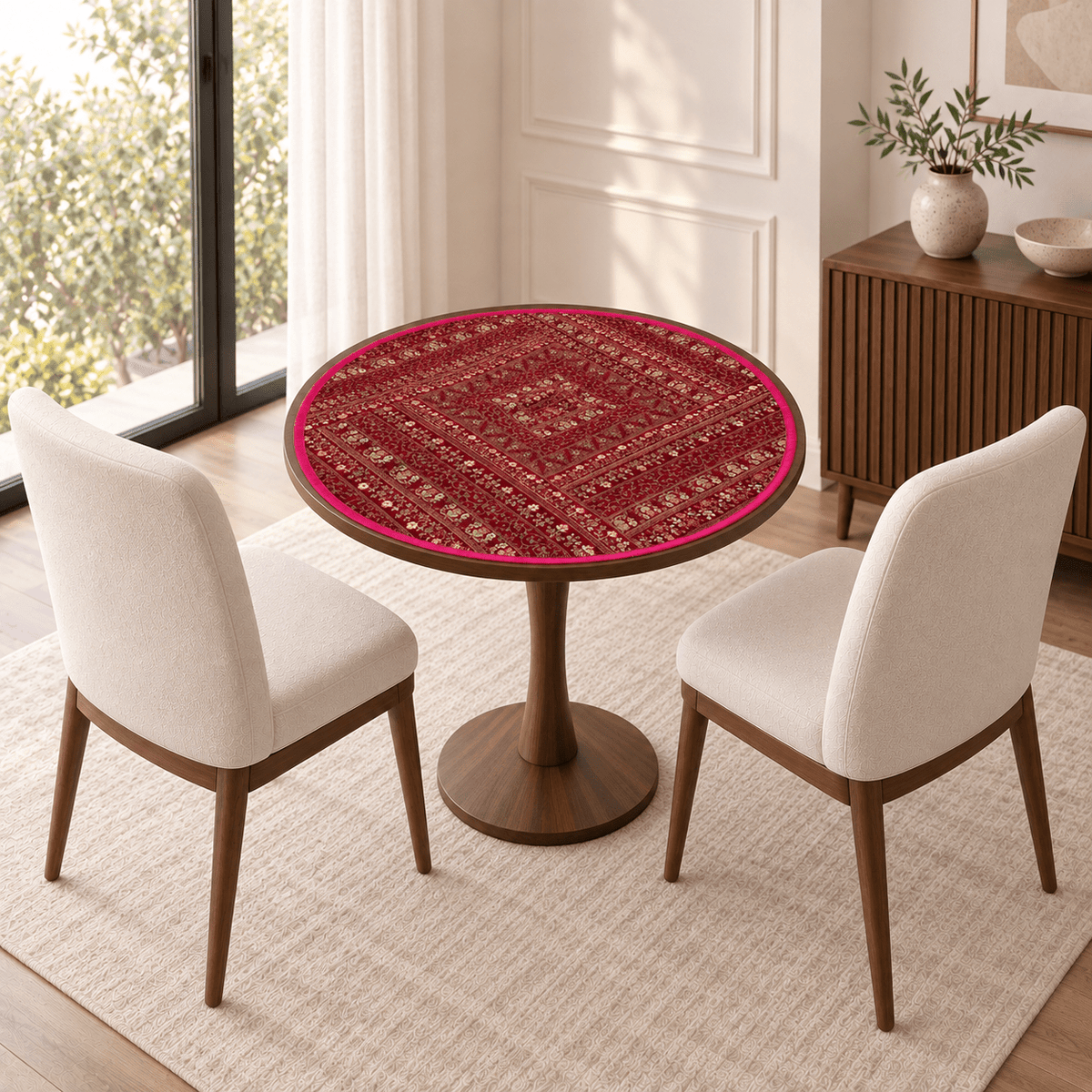 Centro de Mesa Circular Padma Rani Fucsia - BOUTIQUEDELAINDIA