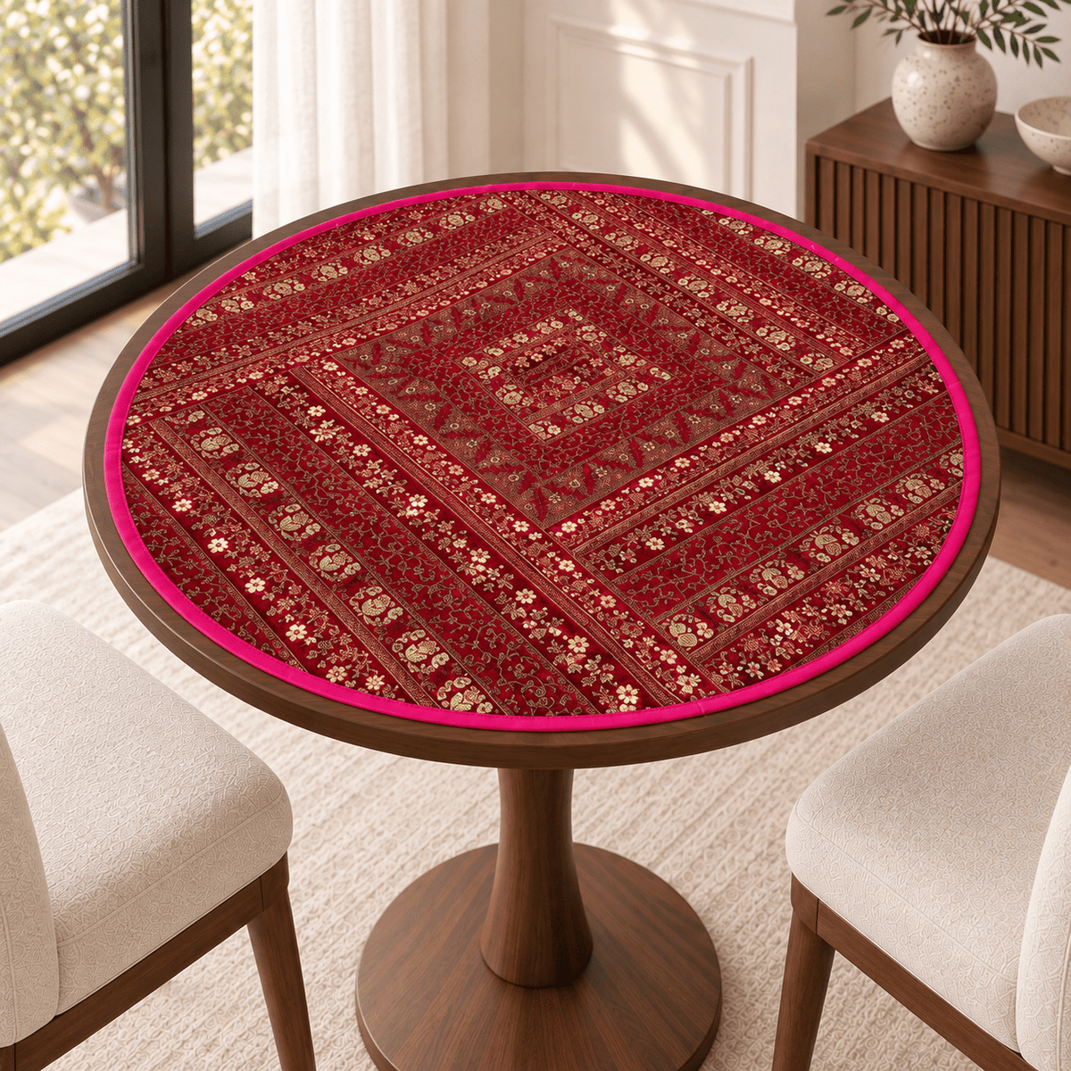 Centro de Mesa Circular Padma Rani Fucsia - BOUTIQUEDELAINDIA