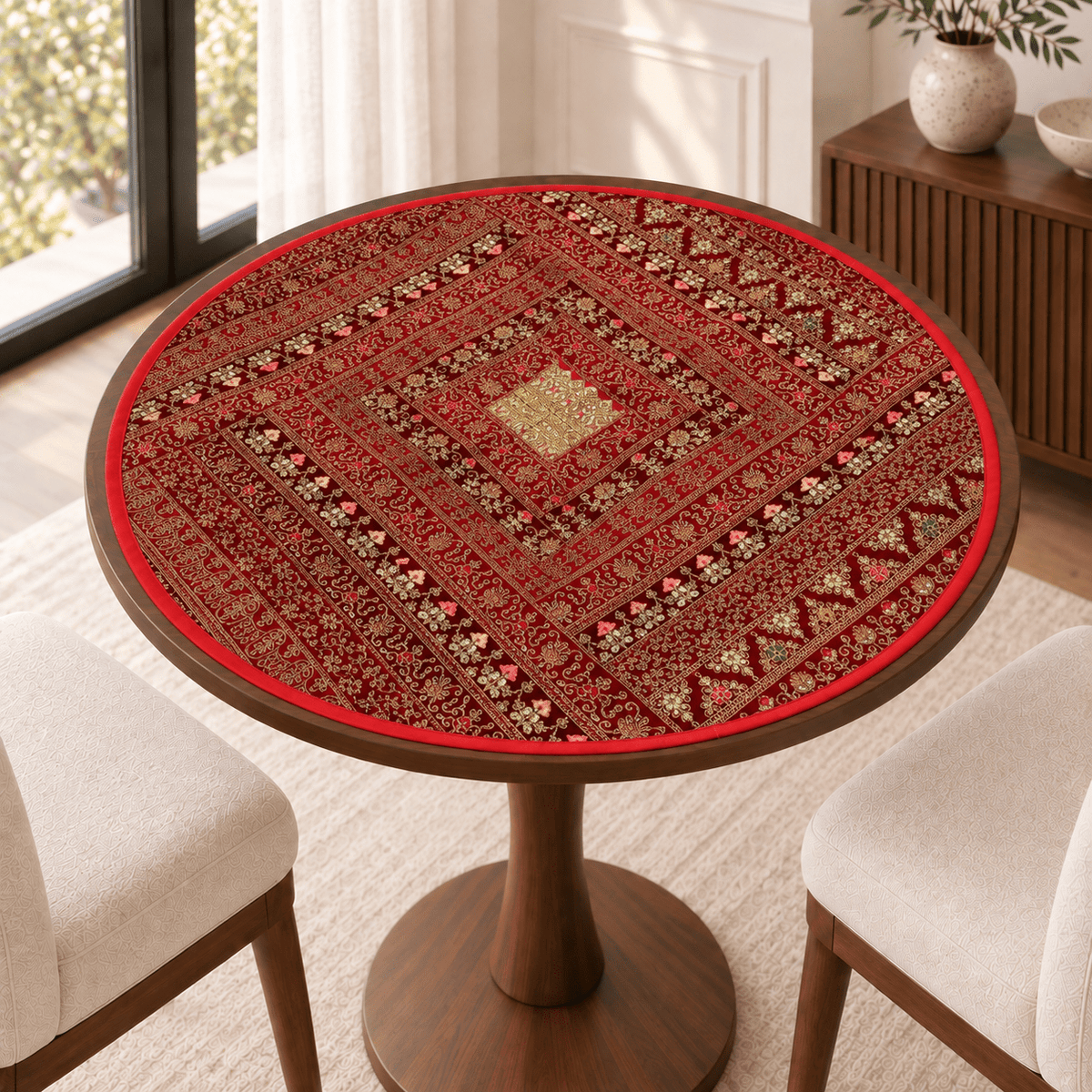 Centro de Mesa Circular Shakti Rani Rojo - BOUTIQUEDELAINDIA