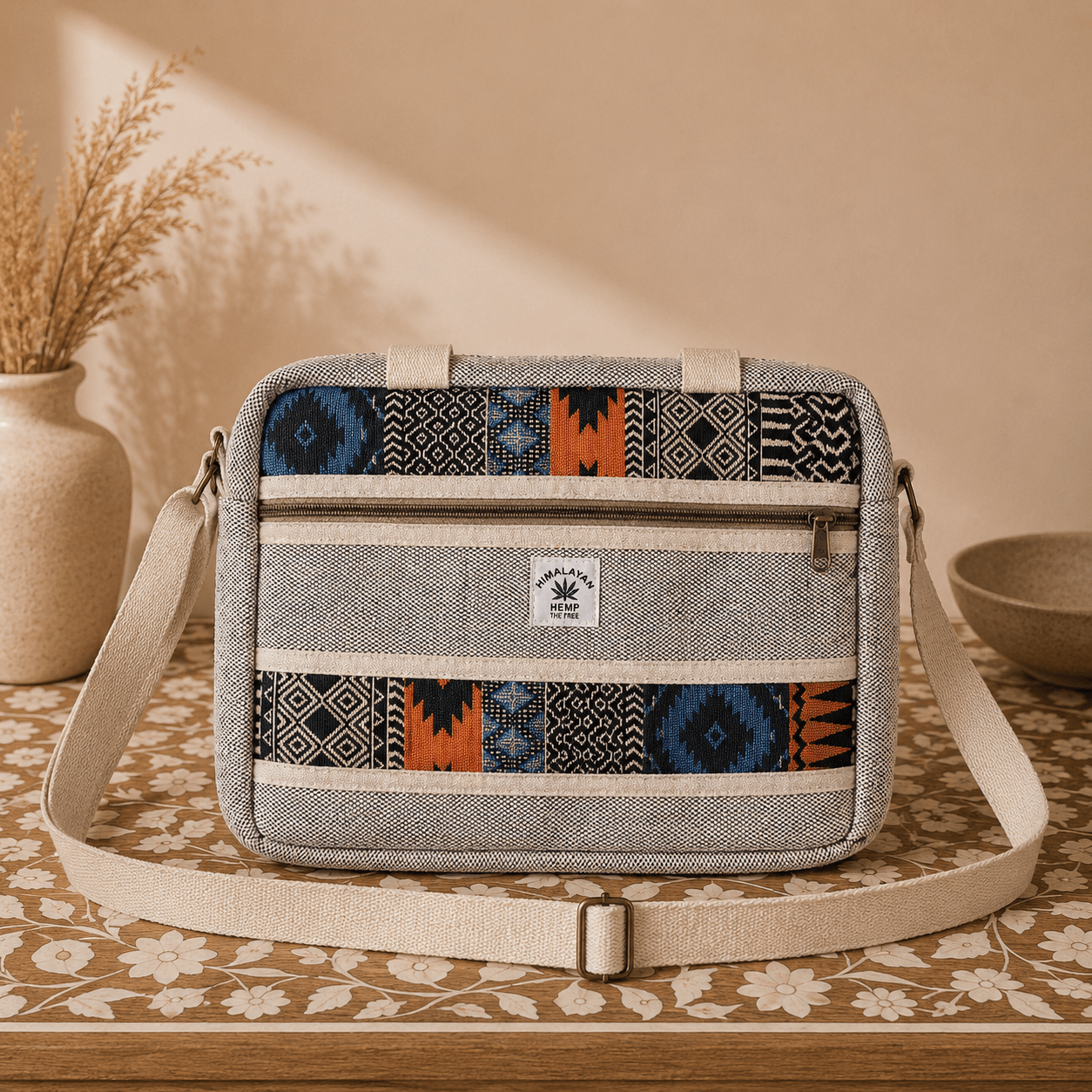 Bolso Artesanal Prithvi con Diseño Étnico Gris Claro - BOUTIQUEDELAINDIA