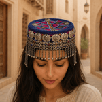 Gorro Tradicional Bharati Bordado con Adornos - Morado - BOUTIQUEDELAINDIA