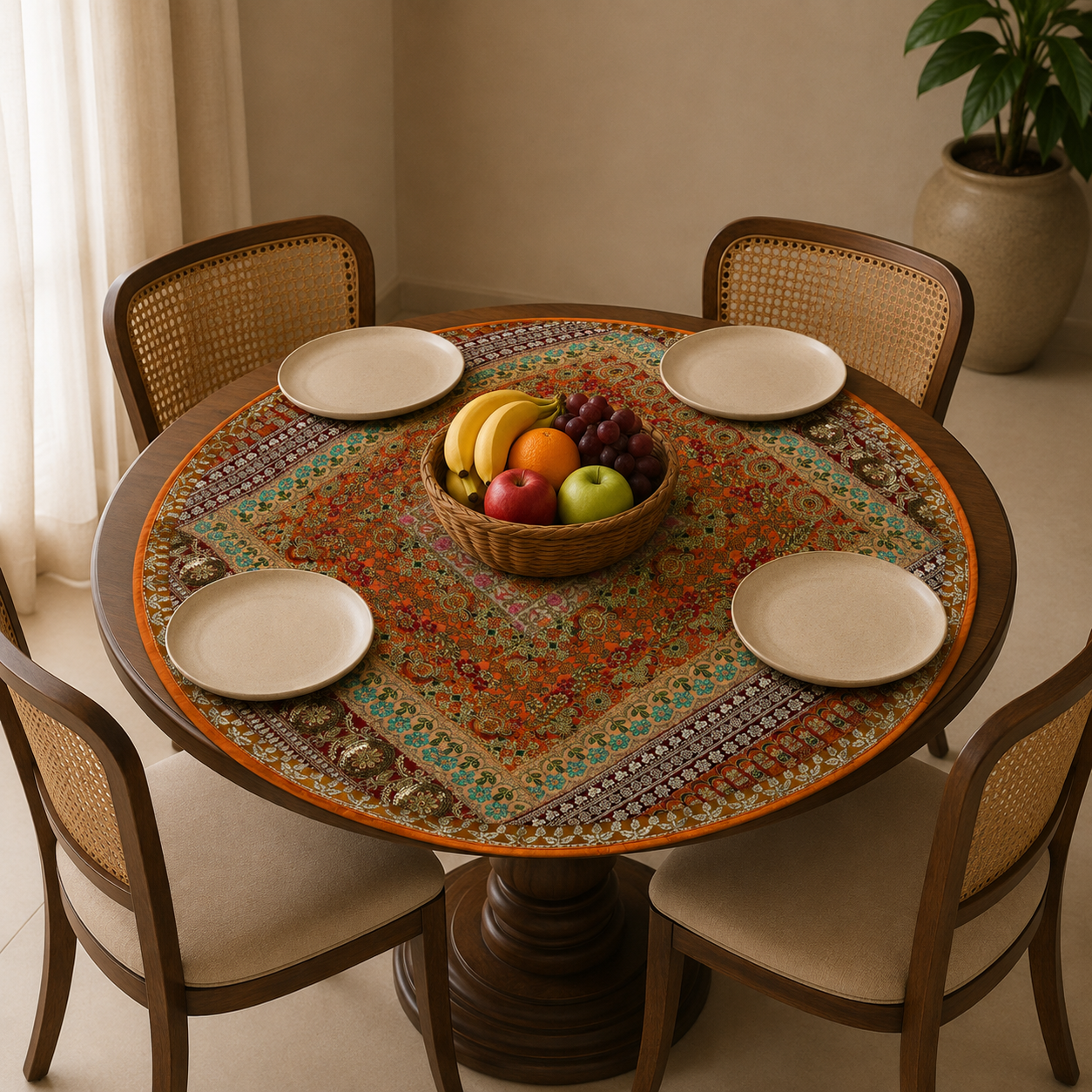 Centro de Mesa Circular Vasanta Naranja - BOUTIQUEDELAINDIA