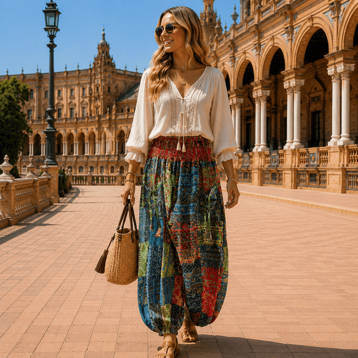 Pantalón Bombacho Ónix Dorado Colorido - BOUTIQUEDELAINDIA