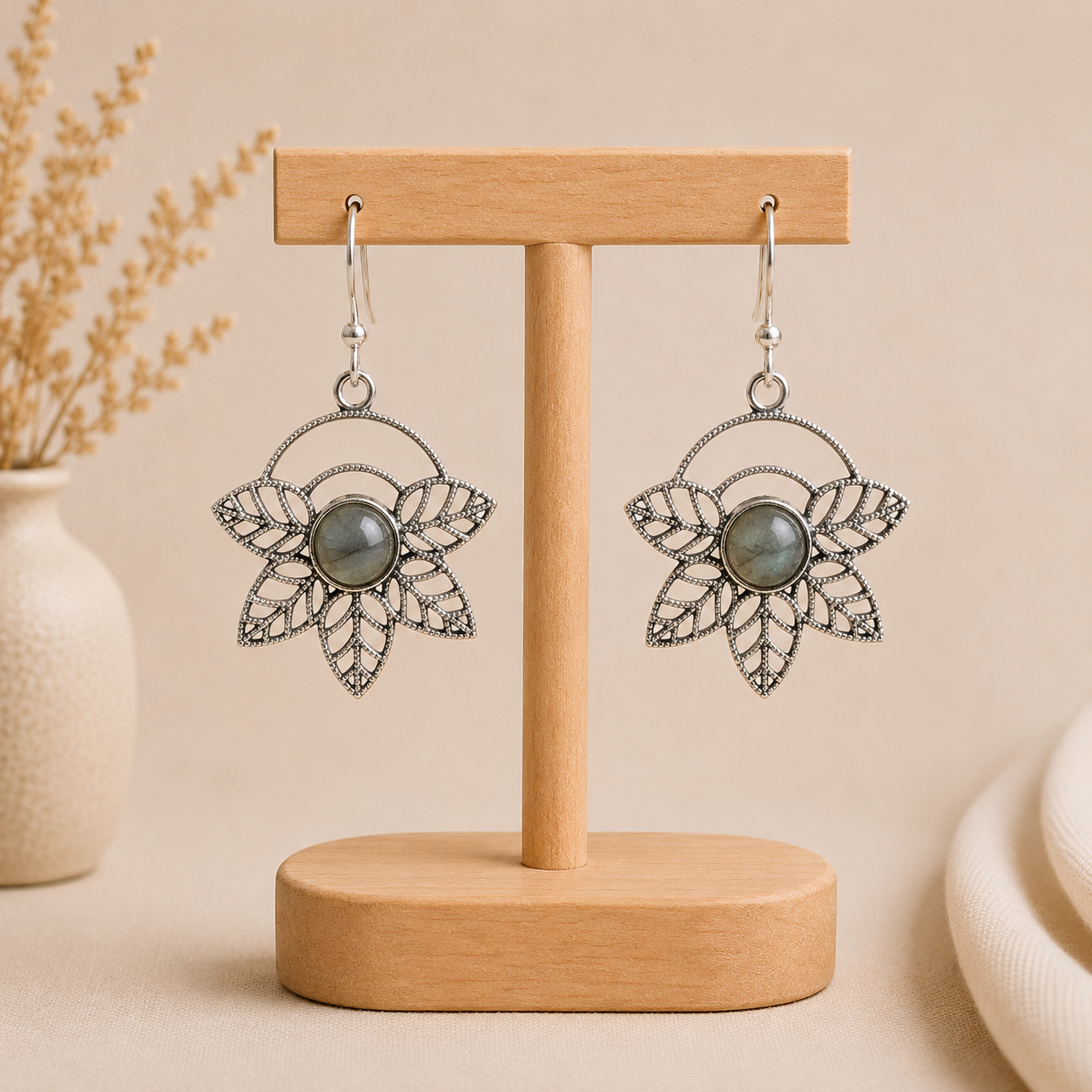 Aretes Flor Luna Imperial