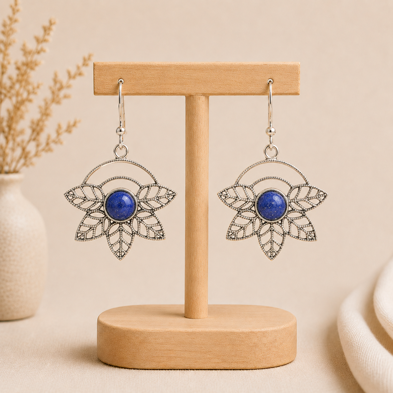 Aretes Flor de Zafiro Imperial