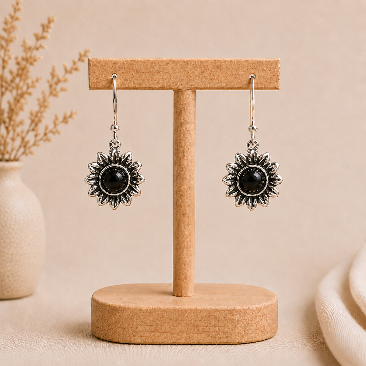 Aretes Girasol Nocturno