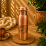 Botella de Cobre, Cobre grabado, Vaso de cobre incluido - BOUTIQUEDELAINDIA