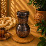 Botella de Cobre, Cobre grabado, Vaso de cobre incluido - BOUTIQUEDELAINDIA
