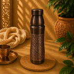 Botella de Cobre, Cobre grabado, Vaso de cobre incluido - BOUTIQUEDELAINDIA