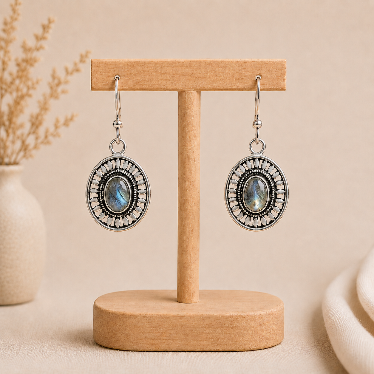 Aretes Mandala Lunar azul