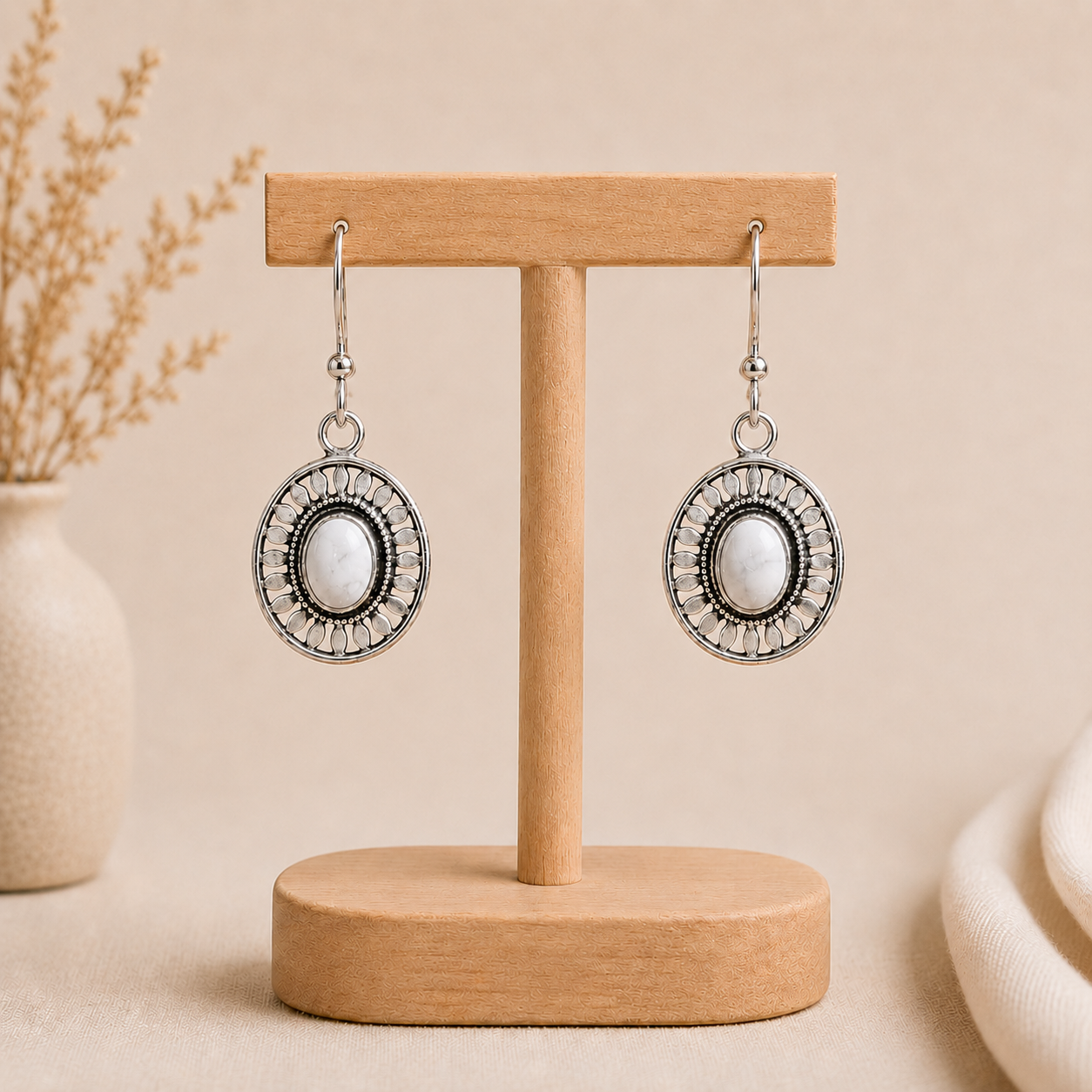 Aretes Mandala Imperial Blanca
