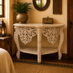 Consola Tallada Pushpa Marfil - BOUTIQUEDELAINDIAENCOLOMBIA