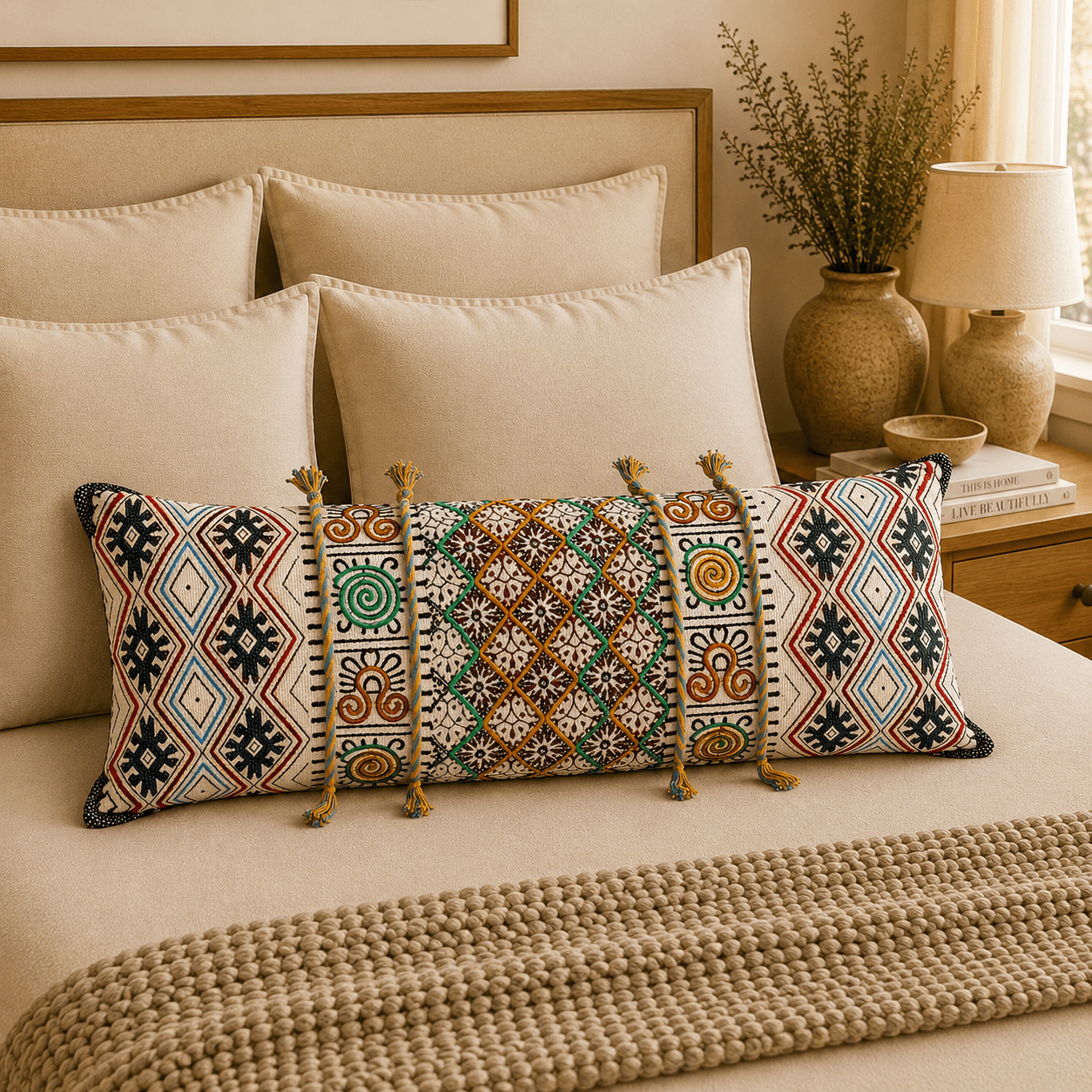 Cojín Mandovi - R80 con Detalles Artesanales - BOUTIQUEDELAINDIA