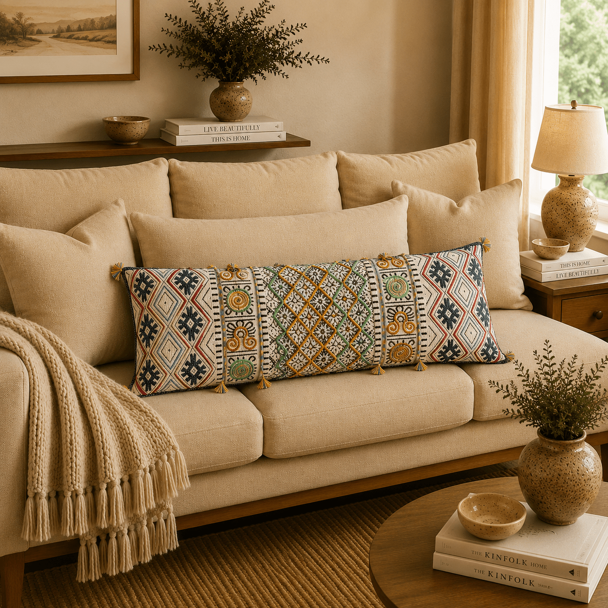 Cojín Mandovi - R80 con Detalles Artesanales - BOUTIQUEDELAINDIA