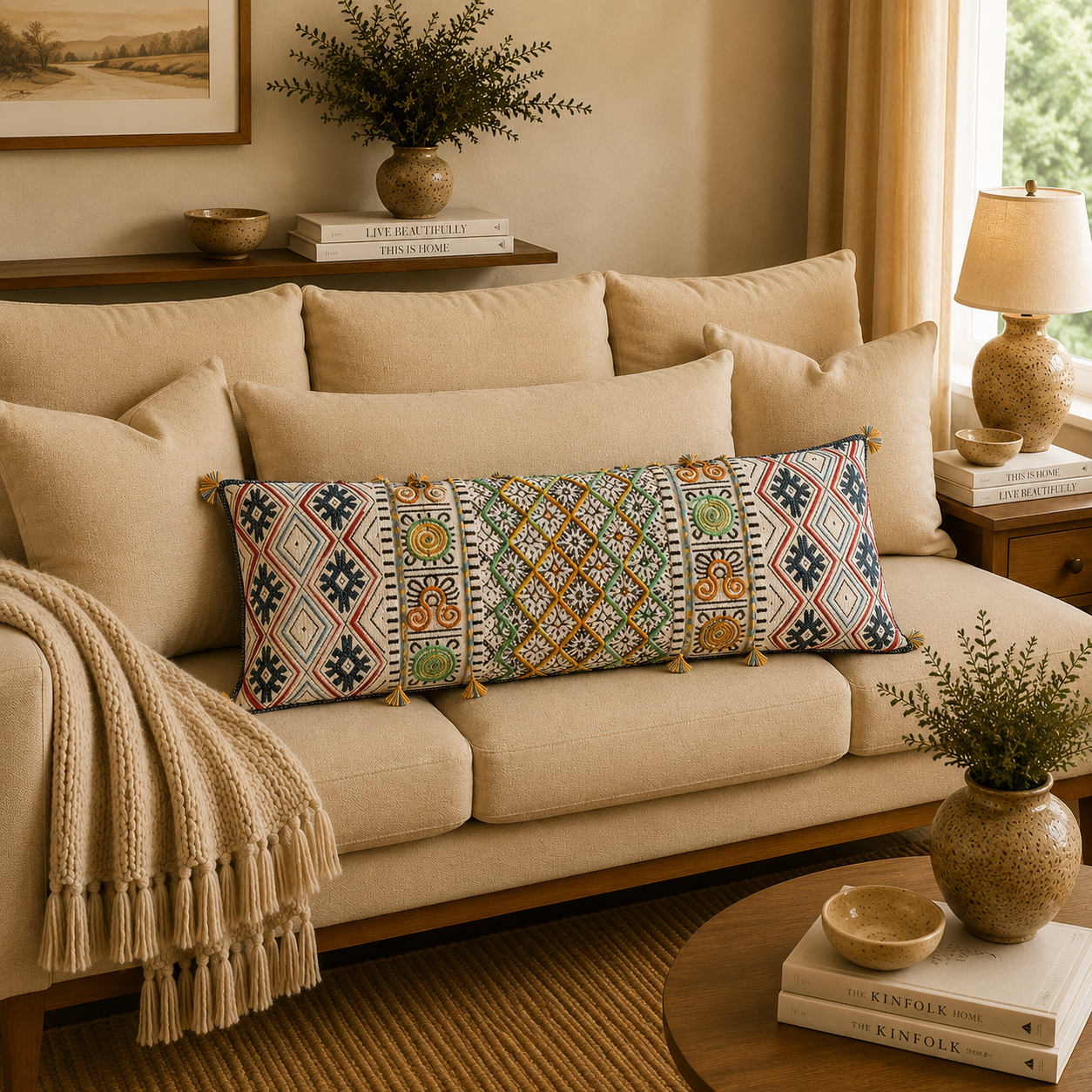 Cojín Mandovi - R80 con Detalles Artesanales - BOUTIQUEDELAINDIA