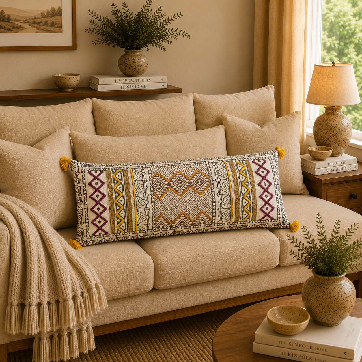 Cojín Aarohi - R80 Bordado con diseño Hindu - BOUTIQUEDELAINDIA