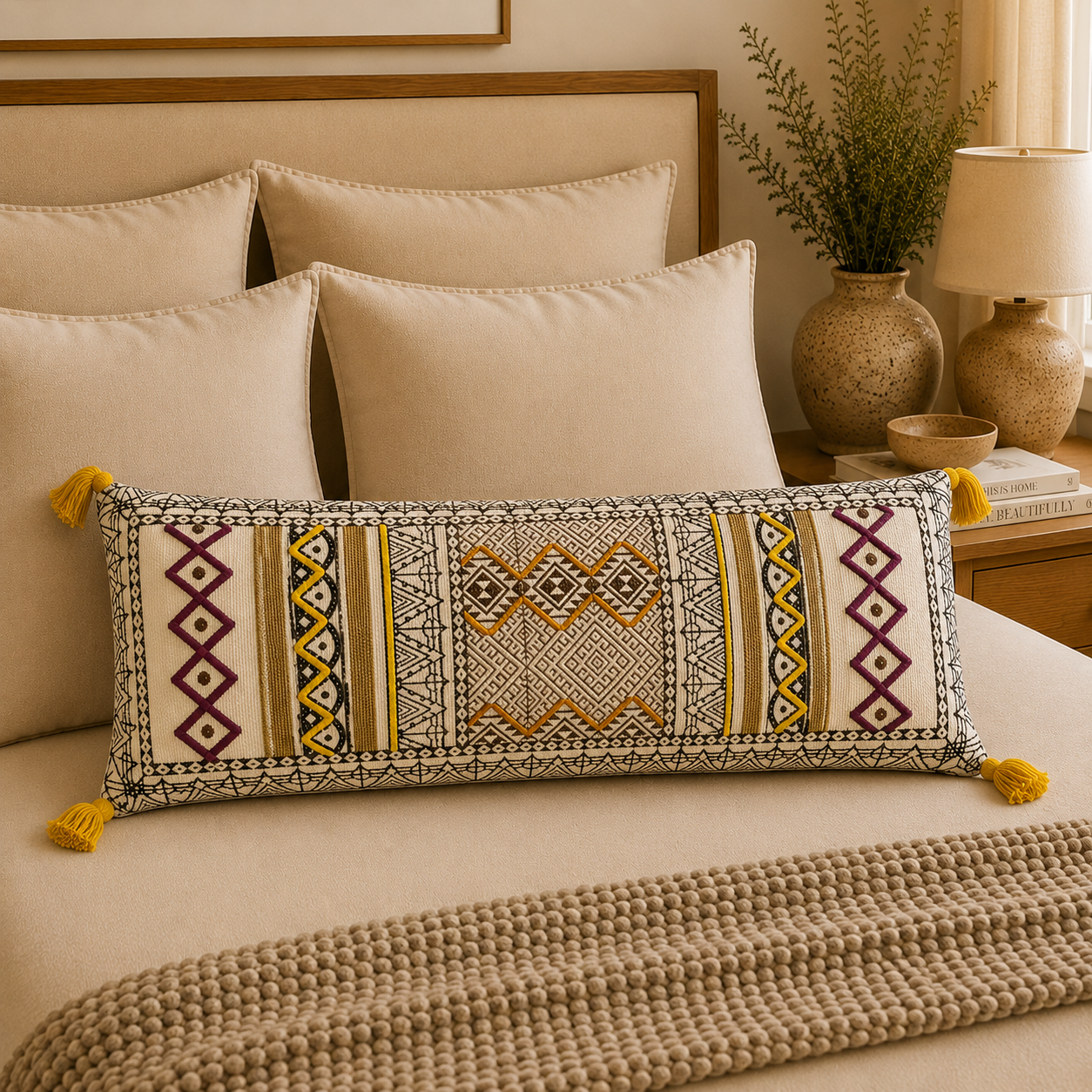 Cojín Aarohi - R80 Bordado con diseño Hindu - BOUTIQUEDELAINDIA