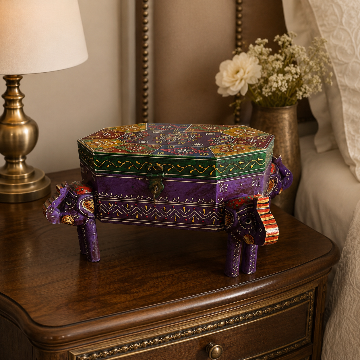 Joyero o Caja Decorativa Gaja Rangoli - BOUTIQUEDELAINDIA