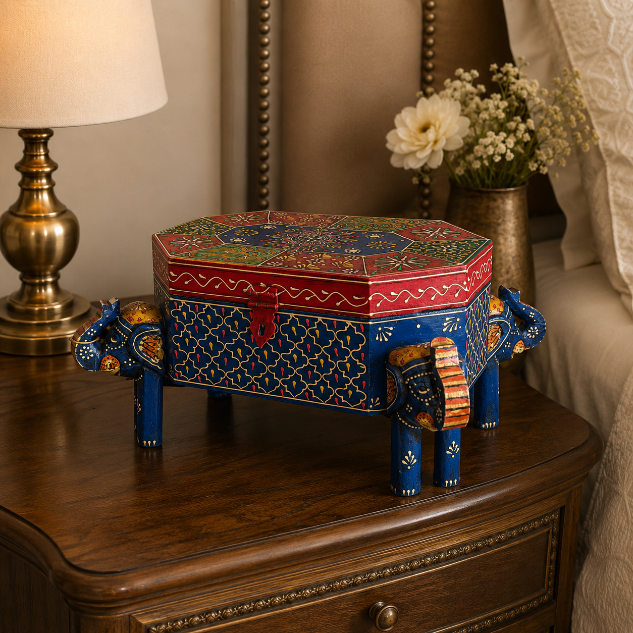Joyero o Caja Decorativa Gaja Rangoli - BOUTIQUEDELAINDIA