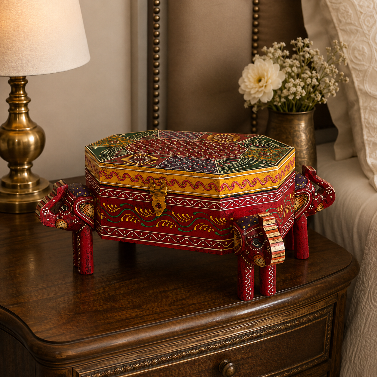 Joyero o Caja Decorativa Gaja Rangoli - BOUTIQUEDELAINDIA