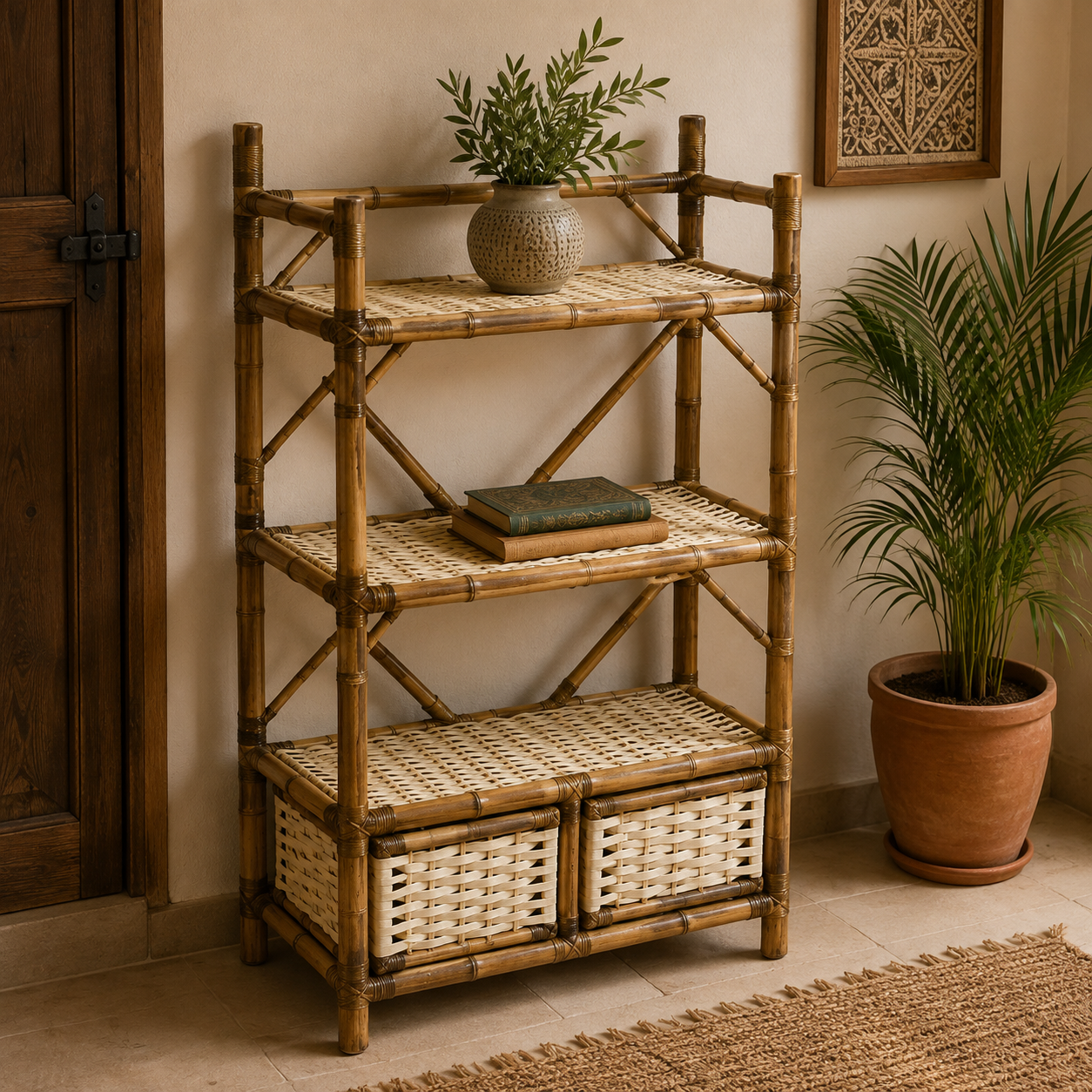 Estantería Artesanal Vanya con Canastas - BOUTIQUEDELAINDIA