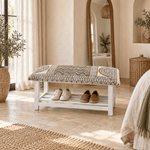 Banca Zapatera de Madera y Algodón Naira - BOUTIQUEDELAINDIA