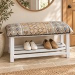 Banca Zapatera de Madera y Algodón Amrita - BOUTIQUEDELAINDIA