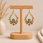 Aretes Abeja Vanya en Bronce con Piedra Turquesa - BOUTIQUEDELAINDIA