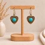 Aretes Corazón Kiara en Bronce con Piedra Turquesa - BOUTIQUEDELAINDIA