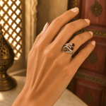 Anillo Samira Triple Piedra en Bronce Plateado - BOUTIQUEDELAINDIA