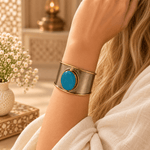 Brazalete Cleopatra en Bronce con Piedra Azul - BOUTIQUEDELAINDIA
