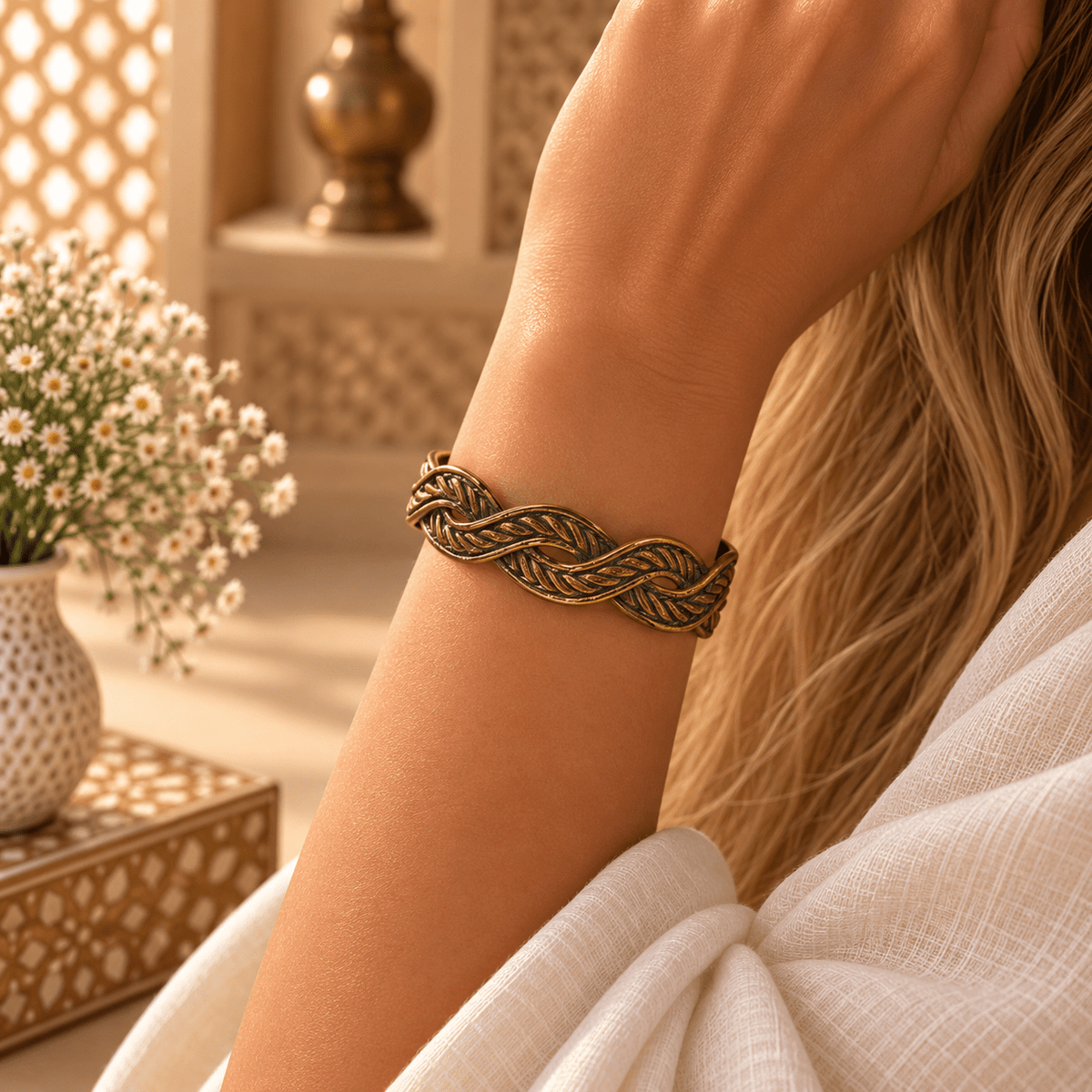 Brazalete Vanya Trenzado en Cobre - BOUTIQUEDELAINDIA