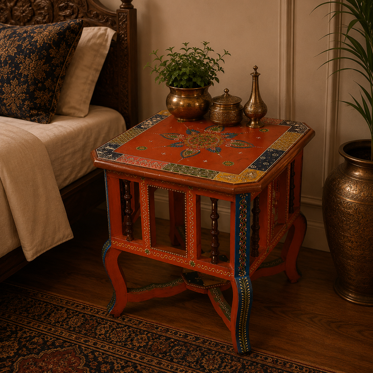 Mesa Auxiliar Artesanal Mandala Utsav - BOUTIQUEDELAINDIA