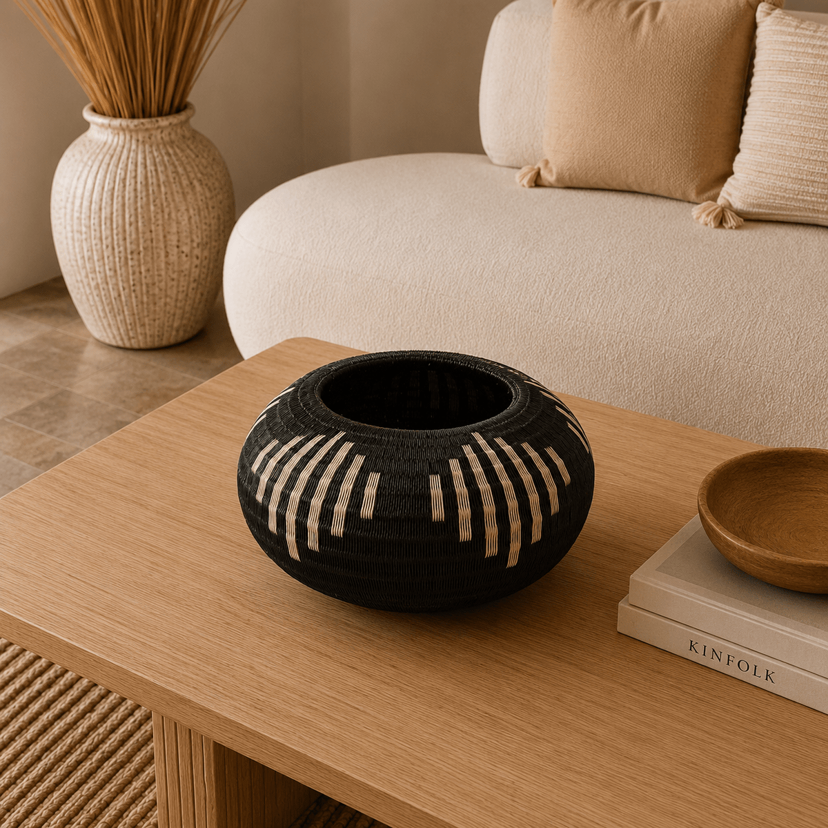 Canasto Werrengue Samay de Líneas Naturales - BOUTIQUEDELAINDIA