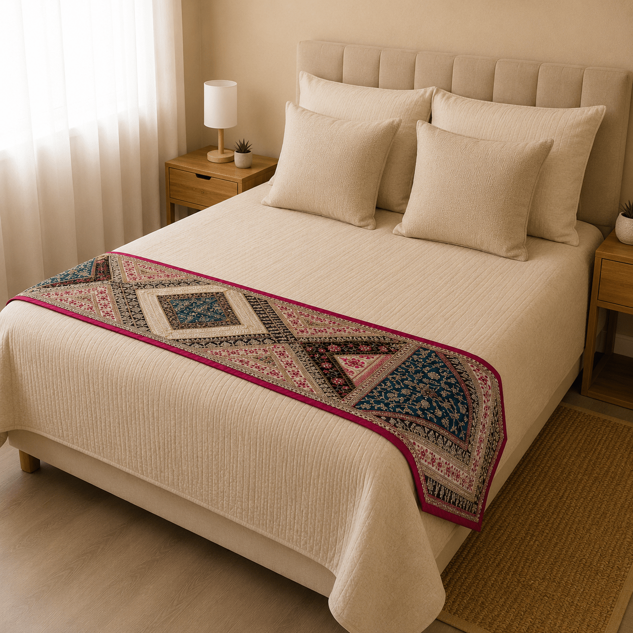 Pie de cama Centro de Mesa Hindú Bordado - BOUTIQUEDELAINDIA