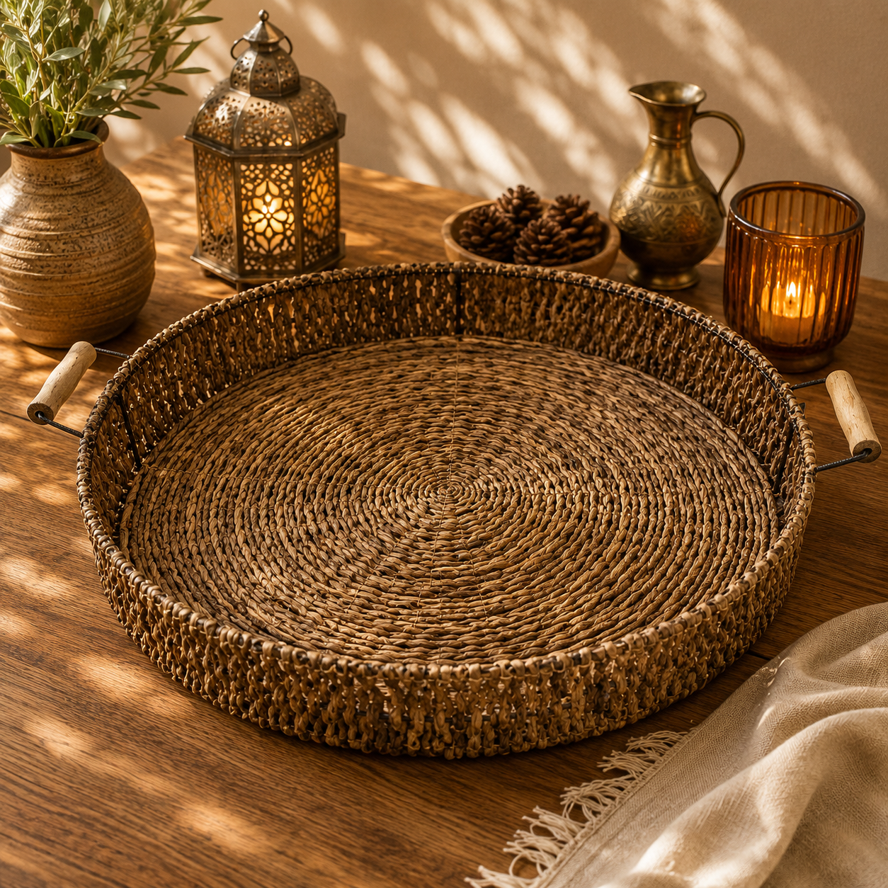 Bandeja Circular Decorativa con Asas