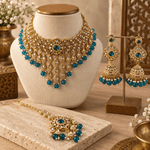 Combo Noor de Collar, Aretes y Tikka en Bronce - BOUTIQUEDELAINDIA