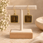 Aretes Nisha de Bronce con Piedra Natural Marrón - BOUTIQUEDELAINDIA