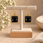 Aretes Nisha de Bronce con Piedra Natural Negra - BOUTIQUEDELAINDIA