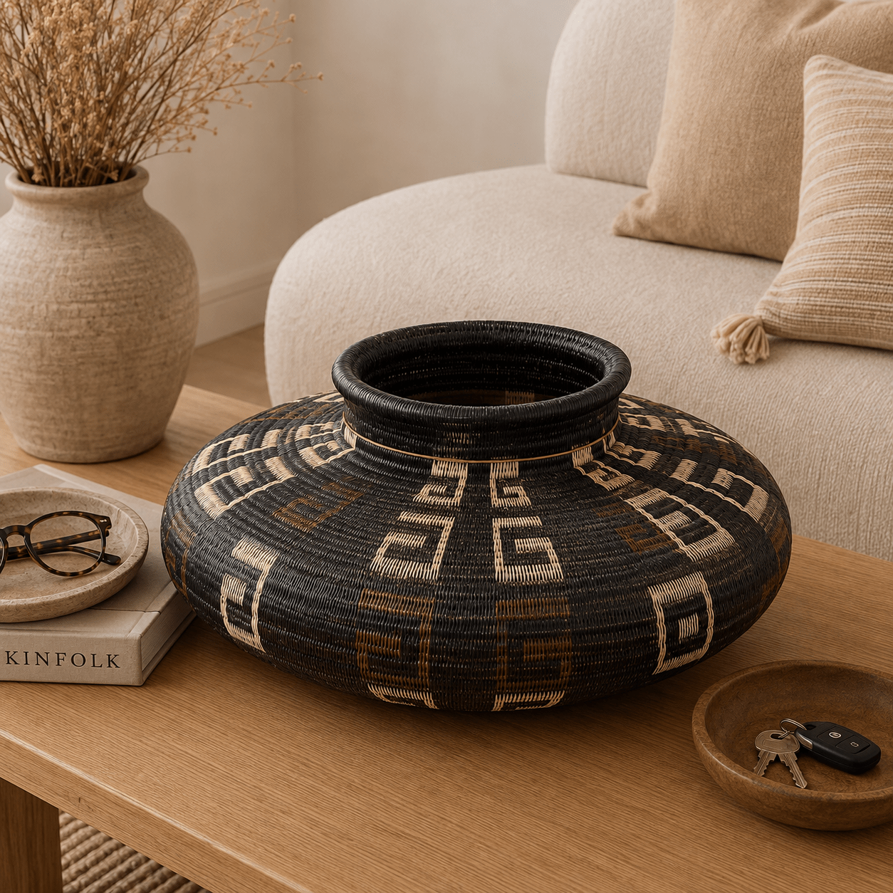 Canasto Werrengue Memoria Geométrica Oscuro - BOUTIQUEDELAINDIA