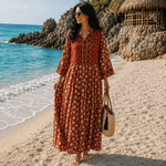Vestido Anarkali Padma Carmesí Floral - BOUTIQUEDELAINDIA